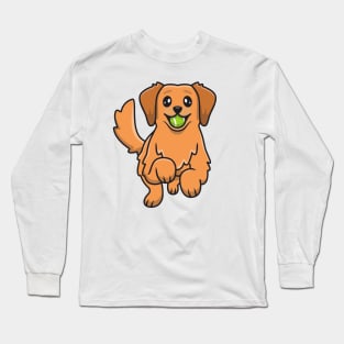 Cute Golden Retriever Playing Ball Long Sleeve T-Shirt